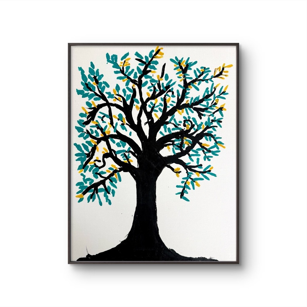 Papa Diouf Acrylic Painting Tree Nature Modern Art 11x14 New